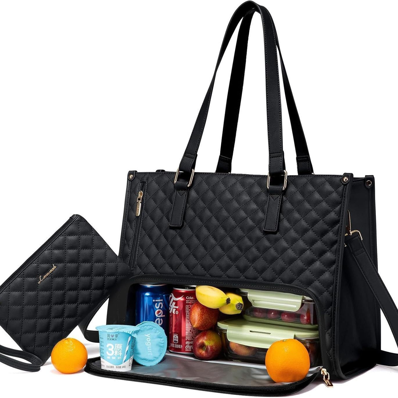 Bequeme Pendelzeit Neue Lunch Tasche Frauen Isolierte Lunch Box Frauen Auslaufsichere große Handtasche Diagonale Computertasche