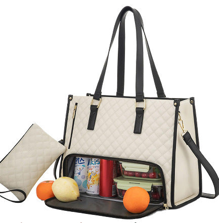Bequeme Pendelzeit Neue Lunch Tasche Frauen Isolierte Lunch Box Frauen Auslaufsichere große Handtasche Diagonale Computertasche