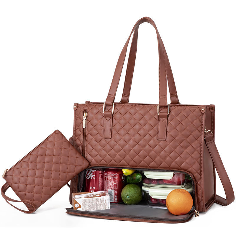Bequeme Pendelzeit Neue Lunch Tasche Frauen Isolierte Lunch Box Frauen Auslaufsichere große Handtasche Diagonale Computertasche
