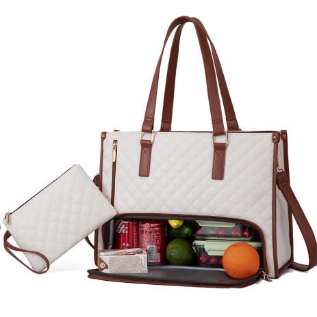 Bequeme Pendelzeit Neue Lunch Tasche Frauen Isolierte Lunch Box Frauen Auslaufsichere große Handtasche Diagonale Computertasche