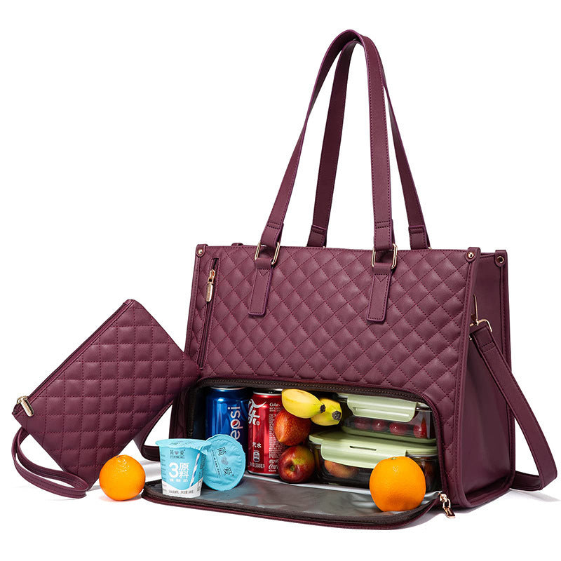 Bequeme Pendelzeit Neue Lunch Tasche Frauen Isolierte Lunch Box Frauen Auslaufsichere große Handtasche Diagonale Computertasche