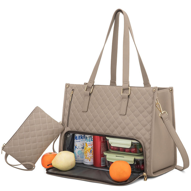 Bequeme Pendelzeit Neue Lunch Tasche Frauen Isolierte Lunch Box Frauen Auslaufsichere große Handtasche Diagonale Computertasche
