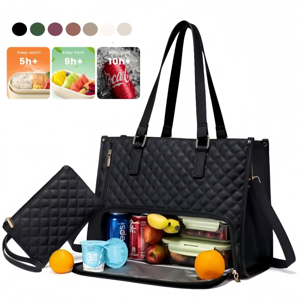 Bequeme Pendelzeit Neue Lunch Tasche Frauen Isolierte Lunch Box Frauen Auslaufsichere große Handtasche Diagonale Computertasche